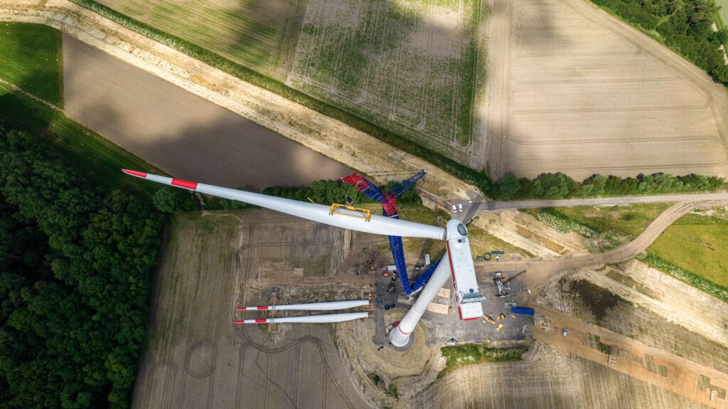 Blattmontage einer Windenergieanlage